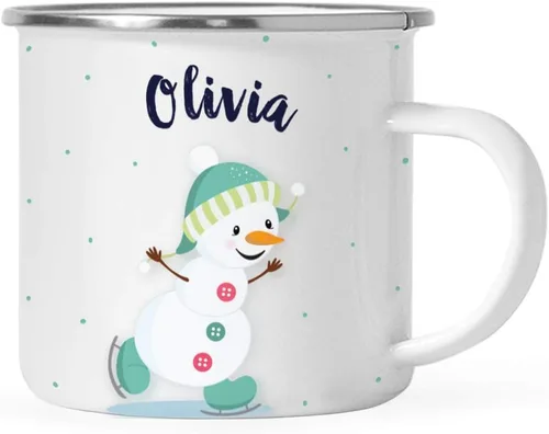 Miniatura 17 de Andaz Press Taza de café de acero inoxidable con nombre personalizado de 11 onzas para niños, diseño de búho azul festivo, 1 paquete, taza