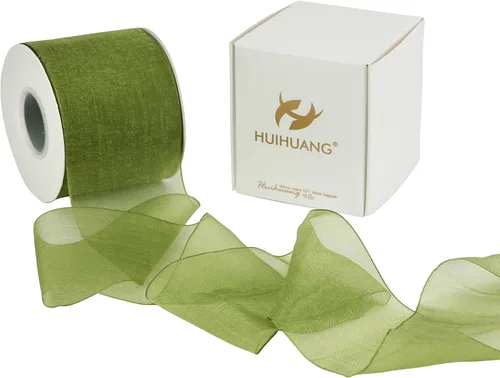 Miniatura 26 de HUIHUANG Cinta transparente de organza azul aguamarina de 1-1/2 pulgadas, cintas de organza transparente turquesa para envoltura de regalo, ramo