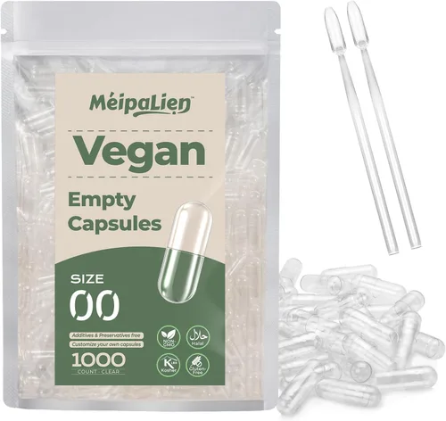 HPMC Empty Capsules Size 00-1000 Clear Count Pill Capsules Empty - Plant-Based Cellulose | Vegetarian, Halal, Non-GMO | for DIY Supplement & Herbal
