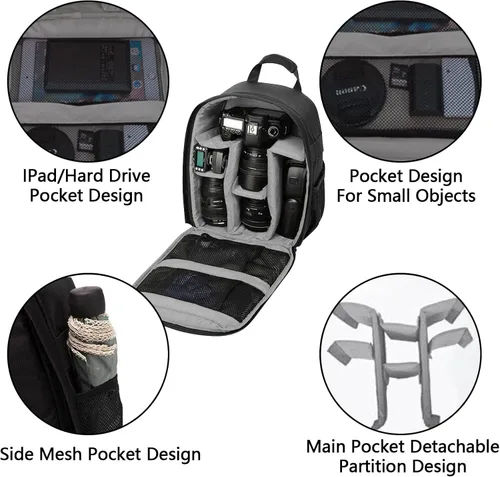 Miniatura 5 de Mochila para cámara profesional para cámara DSLR/SLR sin espejo, mochila de fotografía para mujeres y hombres, fotógrafos, funda para cámara