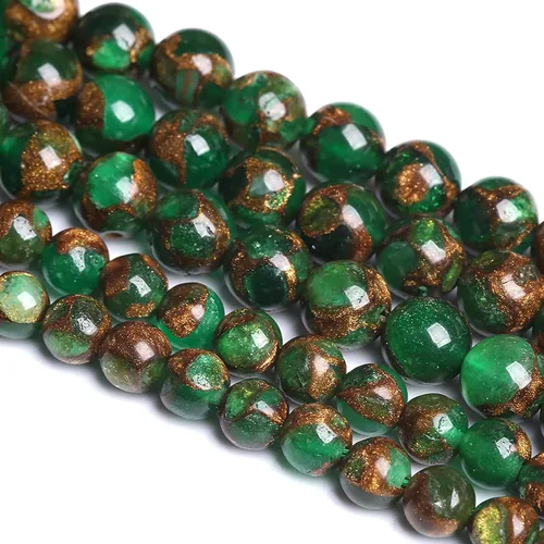 Miniatura 4 de JIEJINYU - Cuentas sueltas redondas de cloisonné verde de 6mm (15/64 pulgadas), 60 piezas para hacer pulseras de joyería DIY