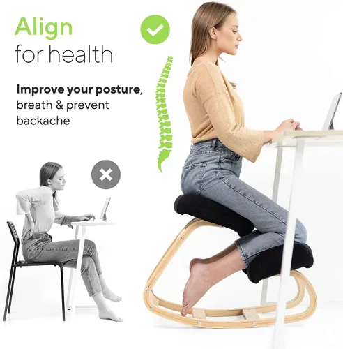 Miniatura 4 de Silla ergonómica de rodillas con acolchado extra, soporte de postura, cómoda silla de escritorio, taburete mecedor en ángulo y asiento