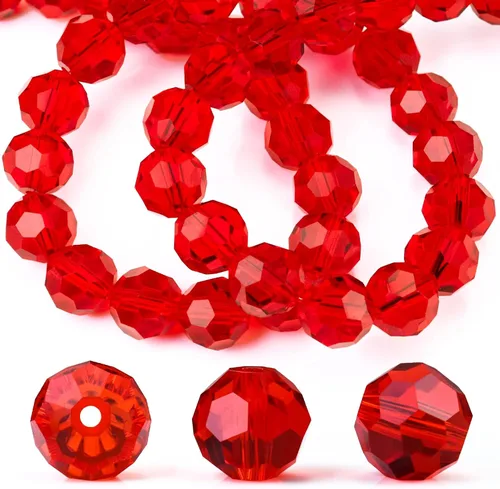Dowarm 100 cuentas redondas de cristal de 0.315 pulgadas para la fabricación de joyas, cuentas de cristal Rondelle facetadas para manualidades,