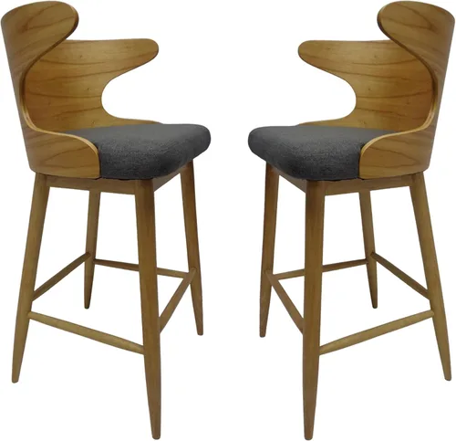 Counter Height Bar Stools Set of 2, Rubberwood Dining Chairs for Kitchen Counter, Desk Chairs and Table & Chair Sets for Living Room, Bedroom,