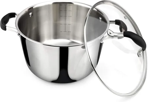 Miniatura 4 de AVACRAFT Horno Holandés de Acero Inoxidable Tri-Ply 18/10, Sartén de Chef con Tapa de Vidrio, Compatible con Inducción, Olla Multiusos para Caldo, 5