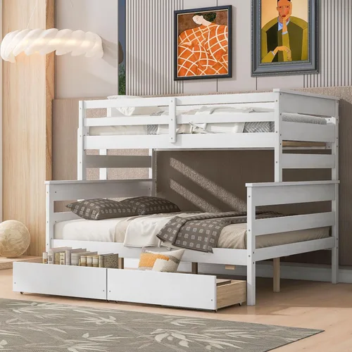 Miniatura 21 de Harper&Bright Designs - Litera individual sobre individual con barandilla de seguridad, escalera, cama nido individual con 3 cajones para niños