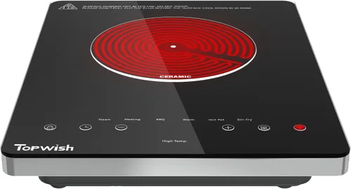 Miniatura 9 de Placa de cocina eléctrica, TOPWISH Placa de cocina eléctrica de 2 quemadores empotrable, 110V enchufable, quemadores de estufa para cocinar, estufa