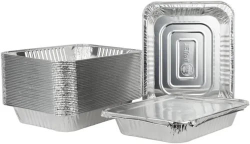 Miniatura 2 de Jetfoil Sartén de papel de aluminio con tapas, recipiente profundo de tamaño medio, utensilios de cocina, excelente para llevar, pasteles, pasteles