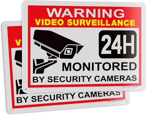 Miniatura 20 de iSYFIX Señal de advertencia de videovigilancia – 1 paquete de 1 paquete reflectante plateado de 7 x 6 pulgadas – 100% libre de óxido de aluminio