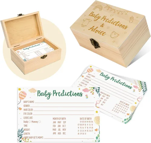 Zopedia Predicción de bebé para baby shower, 50 tarjetas de predicción de baby shower para padres, divertidas actividades de juego de adivinanzas