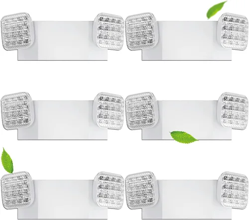 Paquete de 6 luces LED de emergencia con batería de respaldo, accesorios de iluminación de emergencia de doble cabezal, corte de energía y negocios,