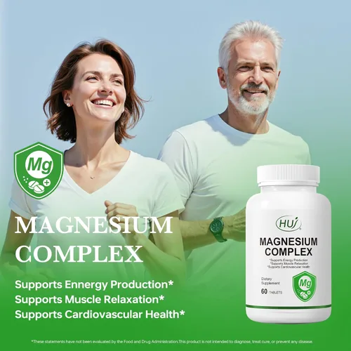 Miniatura 3 de HUJ Suplemento Complejo de Magnesio - Cinco Tipos de Magnesio - Apoya la Producción de Energía, Relajación Muscular y Salud Cardiovascular* - 60