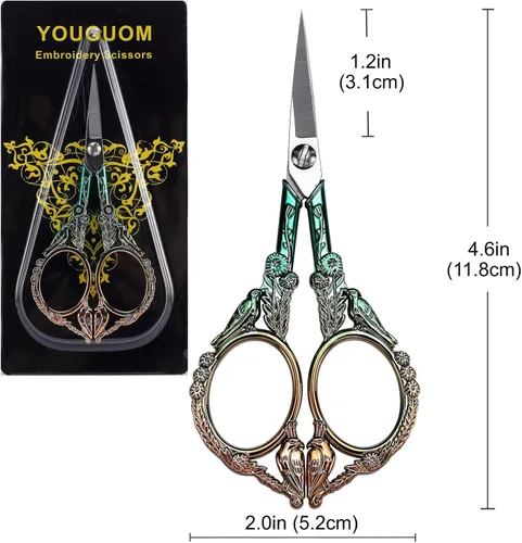 Miniatura 7 de YOUGUOM Tijeras de bordado, tijeras de coser de punta afilada para manualidades, punto de cruz, labores de aguja, obras de arte, tejer, enhebrar