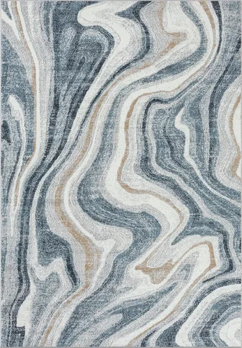 Miniatura 2 de LUXE WEAVERS - Alfombra abstracta con patrón de mármol azul remolino 5 x 7 pies