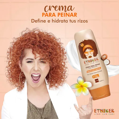 Miniatura 6 de ETNIKER - Set de champú nutritivo y crema para peinar Cabello afro texturizado, rizado y ondulado Limpia, hidrata, nutre y define Coco
