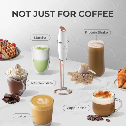 Miniatura 463 de Zulay Milk Boss Espumador de leche potente manual, hace espuma para latte, batidor para mezclar bebidas, café, miniespumador para capuchino, frappé