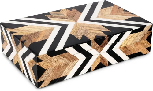 Miniatura 13 de Caja de almacenamiento de joyas con ilusión 3D en blanco y negro, organizador geométrico decorativo para aretes, collares y recuerdos, caja