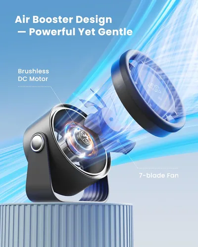 Miniatura 3 de Gaiatop Ventilador de escritorio pequeño recargable, ventilador personal de 5 pulgadas con batería de 4000mAh, control táctil con pantalla LED