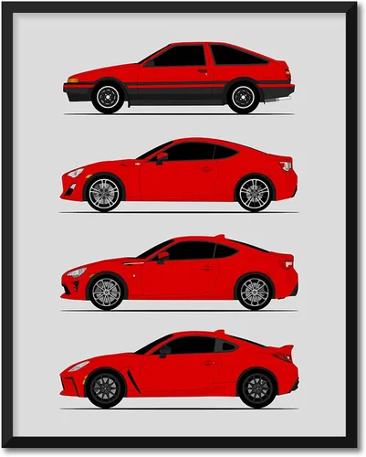 Miniatura 9 de Custom Car Posters Póster hecho a mano compatible con Toyota (Scion) FR-S 86 generaciones e impresión de Toyota 86 Trueno FR-S GR86 AE86 Scion