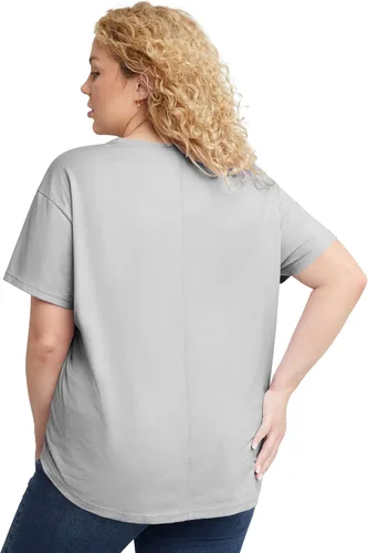 Miniatura 2 de Hanes Size Originals Plus Camiseta de gran tamaño, camiseta de algodón con cuello redondo para mujer, dobladillo curvado