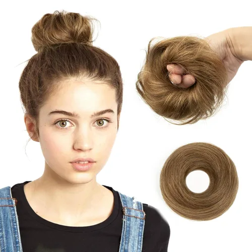 Miniatura 23 de Moño de Cabello Humano 100%, Moño Desordenado Pieza de Cabello Extensiones de Cabello Humano Real Moño de Cabello Rizado Natural Piezas de Cabello