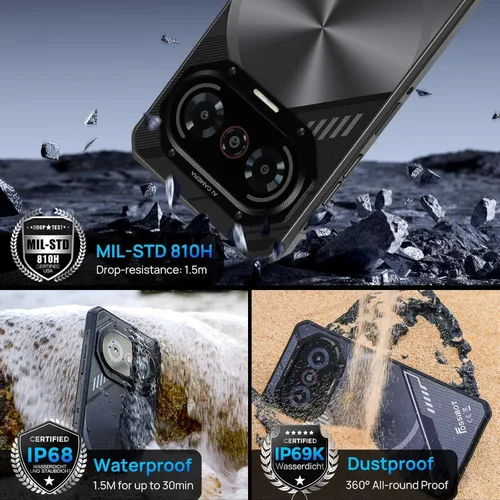 Miniatura 6 de FOSSIBOT Teléfono resistente F114 2026 desbloqueado, 16 GB RAM128 GB+2 TB ROM, pantalla HD+ de 6.67 pulgadas 120Hz, teléfonos celulares Android 15