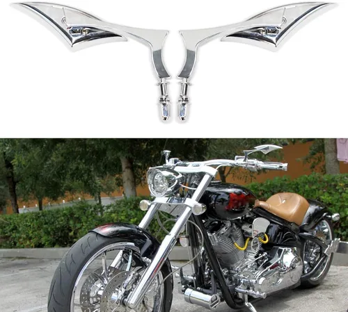 Miniatura 9 de DREAMIZER Espejos para motocicleta cromados compatibles con Harley Davidson - Espejo lateral mini en forma de lanza para Sportster 48, Road Glide