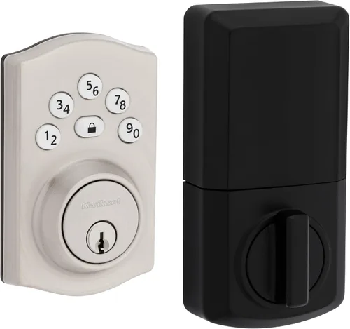 Miniatura 11 de Kwikset Powerbolt 240 - Cerradura de puerta de cerrojo electrónico tradicional de bronce veneciano con teclado de 5 botones, con entrada sin llave