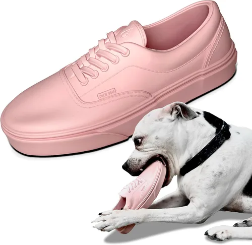 Juguete masticable para perros con sabor a carne de res, zapato deportivo, grande, goma natural, resistente, rosa polvo Rosado Powder