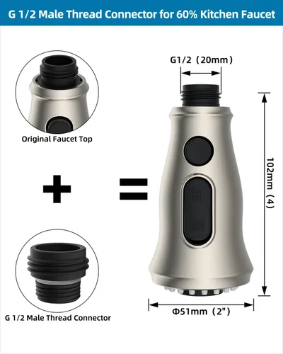 Miniatura 3 de Reemplazo universal de cabezal de grifo de cocina con 15 adaptadores compatible con estándar americano/Kohler/Moen/Delta, cabezal rociador de grifo