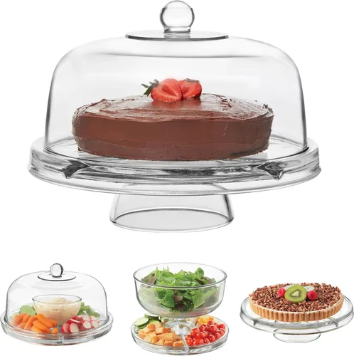 Miniatura 13 de Libbey Selene Juego de Soporte de Servicio de 3 Niveles, Elegante Soporte de Postre de Vidrio de Estilo Curvo, Soporte de Postre de 3 Niveles Apto