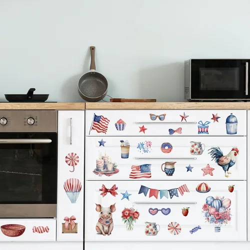 Miniatura 4 de Whaline 10 hojas patrióticas de transferencia para manualidades, 4 de julio, calcomanías de transferencia para muebles en colores pastel para 250