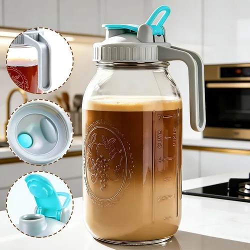Miniatura 3 de GMSWEET Jarra de Albañil para Café de Infusión Fría de 32 OZ con Boca Ancha, Jarra para Café Frío con Filtro de Café para Café, Té Helado, Té al