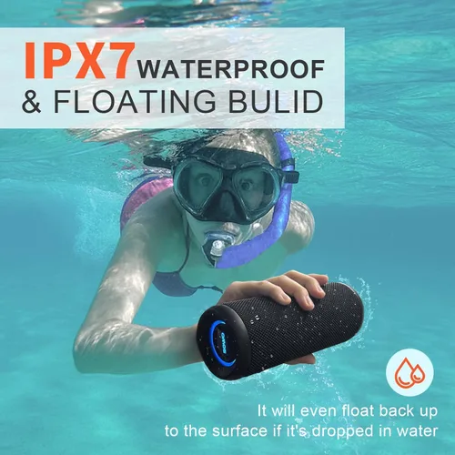 Miniatura 3 de Altavoz portátil inalámbrico, altavoz Bluetooth impermeable IPX7, sonido estéreo fuerte de 25 W, tecnología Bassboom, emparejamiento TWS, micrófono