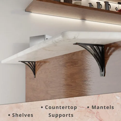 Miniatura 74 de Starby Charleston Soportes de acero resistente para repisa de chimenea, estante flotante, soporte de encimera, soldado a mano (paquete de 2)