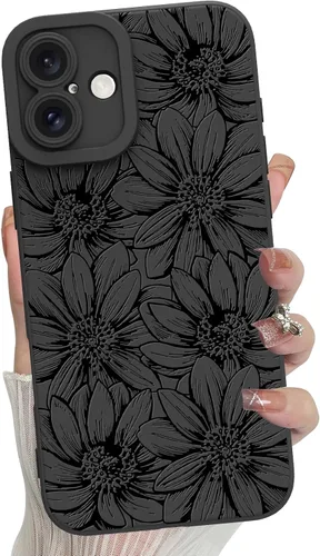 Miniatura 52 de MZELQ Funda para iPhone 17 Pro 2025, diseño de girasoles de silicona, flores florales, protección de cámara, funda delgada y suave para teléfono