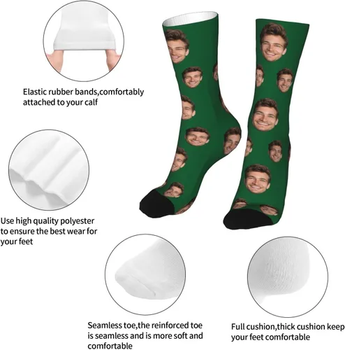 Miniatura 5 de Calcetines personalizados con foto para hombres y mujeres, calcetines personalizados con imagen unisex, calcetines con caras en ellos personalizados