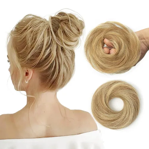 Miniatura 16 de Moño de Cabello Humano 100%, Moño Desordenado Pieza de Cabello Extensiones de Cabello Humano Real Moño de Cabello Rizado Natural Piezas de Cabello