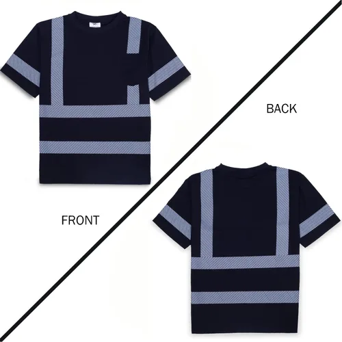 Miniatura 6 de VENDACE Camisas de seguridad para hombre, paquete de 3, alta visibilidad, reflectantes, manga corta, camisa de trabajo negra (negra, 2XL)