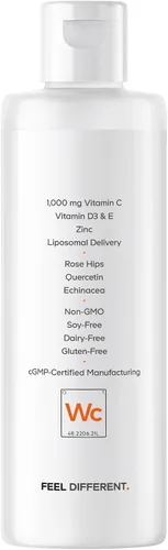 Miniatura 9 de Codeage Vitamina C líquida de 1000 mg, vitaminas D3, E y zinc, rosa HIPS, quercetina, equinácea, suplemento de vitamina C liposomal vegano, sin OMG