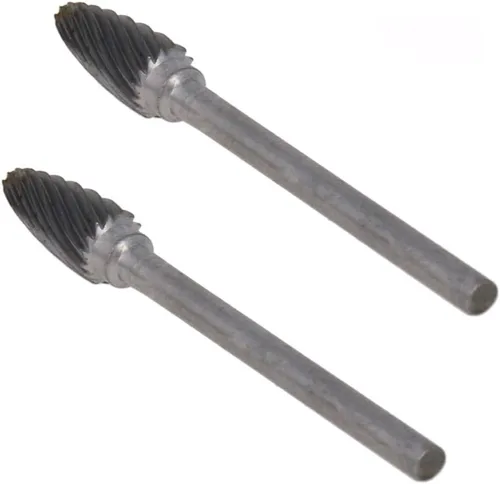 Miniatura 16 de Utoolmart Limas rotativas de carburo de tungsteno de 0.118 in, vástago de 0.118 in, herramienta de rebabas rotativas de forma cilíndrica dentada