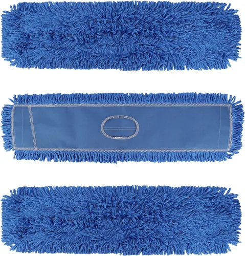 Cabezal de trapeador de polvo de 36 pulgadas: repuesto de cabeza de trapeador comercial lavable mediano y repuesto de limpieza azul (azul - 36 Azul