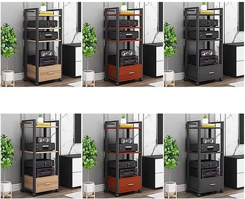 Miniatura 6 de Shelves 60 Long Multi-Tier Audio Rack with Drawer Amplifier Stand hifi AV Cabinet Mobile Kickstand CD Rack Media Storage Shelf Protects and
