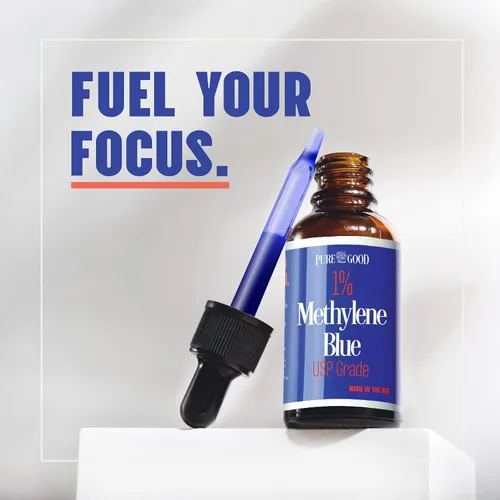 Miniatura 3 de PureGood Azul de metileno 1% Líquido – 10 mg por 1 mL Porción – 4.1 fl oz (4 fl oz) – Alrededor de 120 porciones – Probado por terceros – Botella
