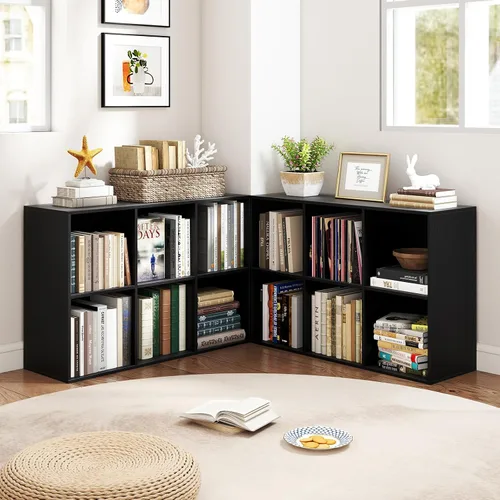 Miniatura 8 de Giantex Estantería de 6 cubos, estantería de 3 niveles, estante vertical horizontal con kits antivuelcos, organizador de almacenamiento moderno