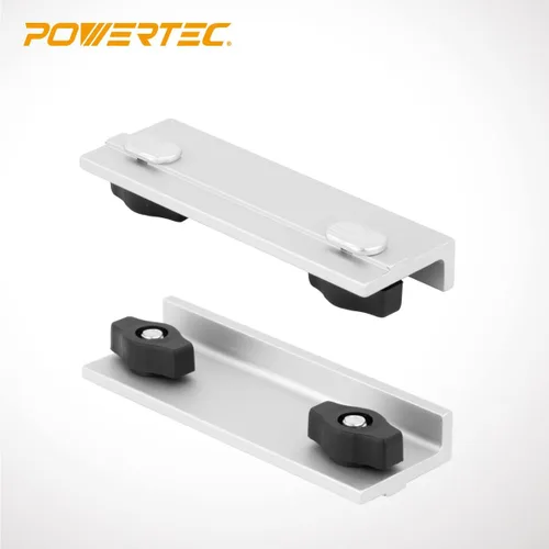Miniatura 2 de POWERTEC 71696 Kit universal de tope largo de 4-59/64 pulgadas, bloque de tope de riel en T para carpintería de riel en T, lijado y enrutamiento