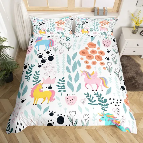 Miniatura 7 de Erosebridal Juego de ropa de cama individual de animales de la selva para niñas y niños, funda de edredón de elefante oso, tigre, león, safari