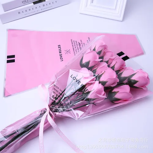Miniatura 5 de TMXAOK 50 hojas de bolsas de ramo de flores de celofán transparente para ramo de floristería, suministros de arreglos florales, bolsas de envoltura