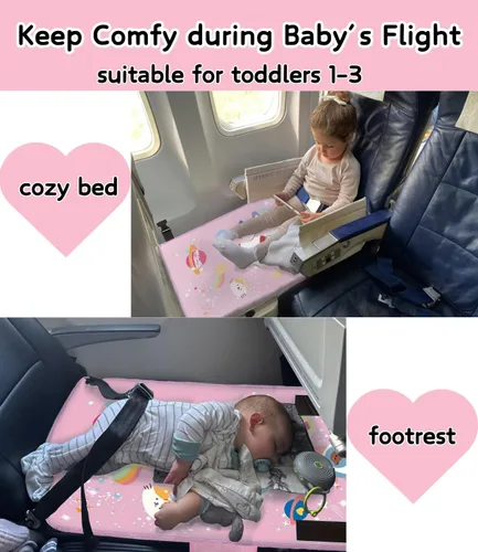 Miniatura 2 de Cama de avión para niños pequeños de 1 a 3 años, cama de viaje portátil con bolsa de transporte, extensor de asiento de avión y reposapiés