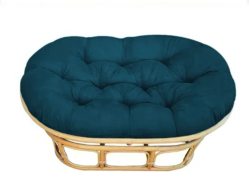 Miniatura 11 de Cojín doble Papasan, extra felpa (marco no incluido) (azul aguamarina sarga), 67 pulgadas x 47 pulgadas x 9 pulgadas de grosor